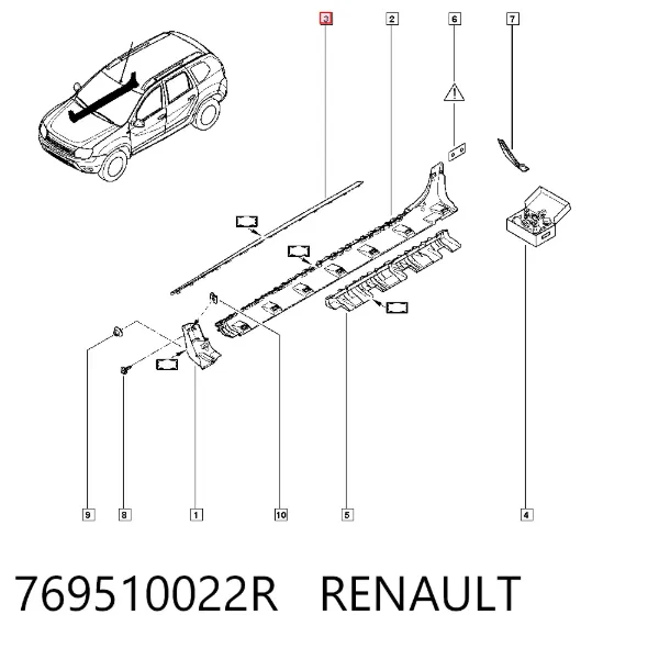 Placa sobreposta (moldura) externa direita de acesso 769510022R Renault (RVI)
