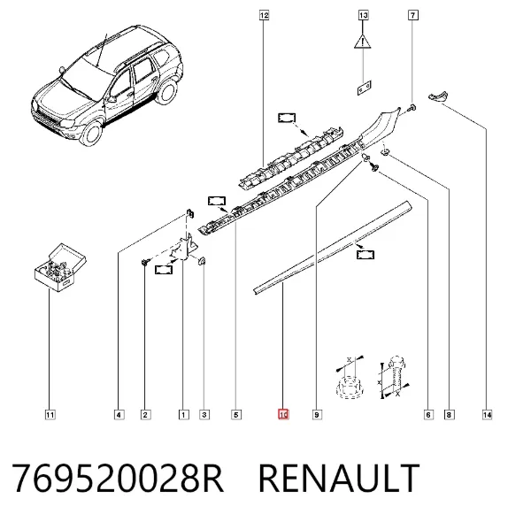 Placa sobreposta (moldura) externa esquerda de acesso 769520028R Renault (RVI)