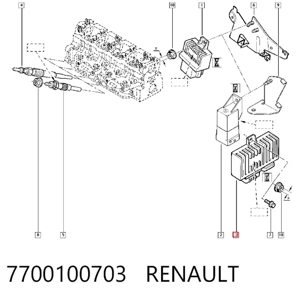 Relê das velas de incandescência 7700100703 Renault (RVI)
