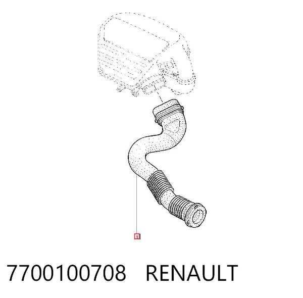 Cano derivado de ar, entrada de filtro de ar 7700100708 Renault (RVI)