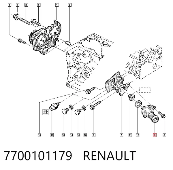 Tampa do termostato 7700101179 Renault (RVI)