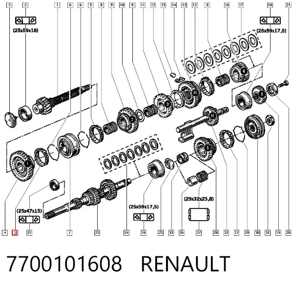 Sincronizador de 5ª/6ª velocidade 7700101608 Renault (RVI)