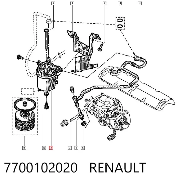 Filtro de combustível 7700102020 Renault (RVI)