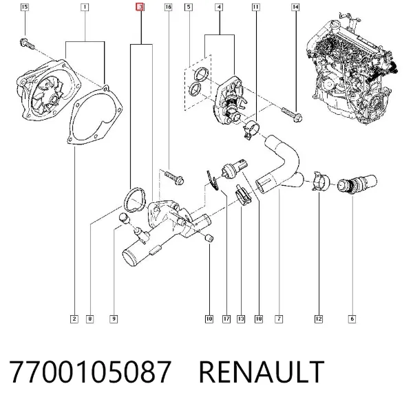 Sensor de temperatura do fluido de esfriamento 7700105087 Renault (RVI)