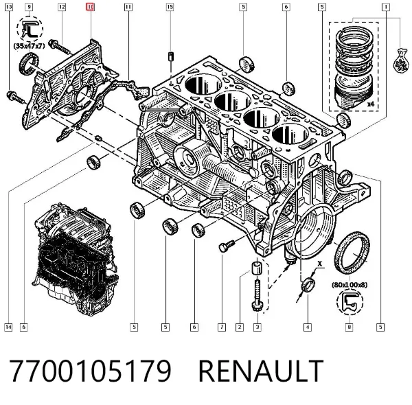Tampa de motor dianteira 7700105179 Renault (RVI)