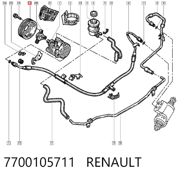 Polia de bomba da Direção hidrâulica assistida 7700105711 Renault (RVI)