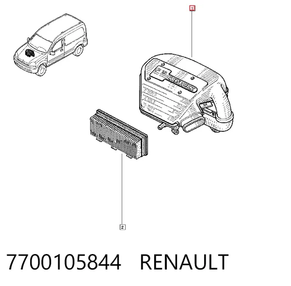 Caixa de filtro de ar 7700105844 Renault (RVI)