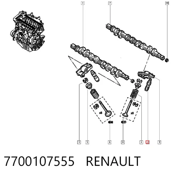Compensador hidrâulico (empurrador hidrâulico), empurrador de válvulas 7700107555 Renault (RVI)