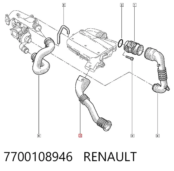 Cano derivado de ar, entrada de filtro de ar 7700108946 Renault (RVI)