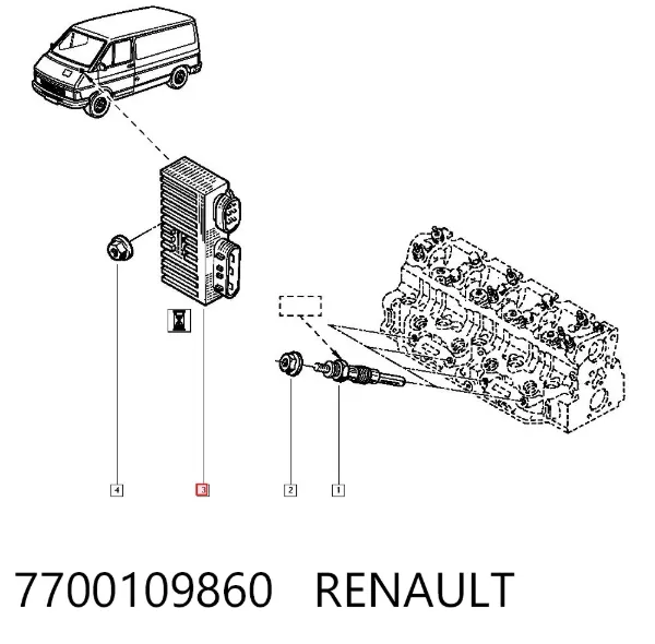 Relê das velas de incandescência 7700109860 Renault (RVI)