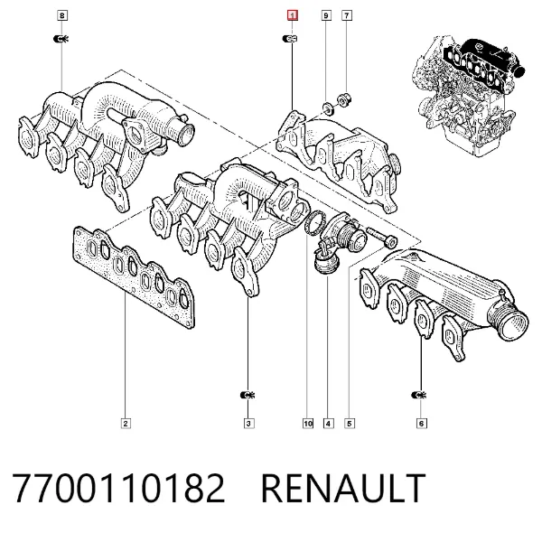 Tubo coletor de escape 7700110182 Renault (RVI)