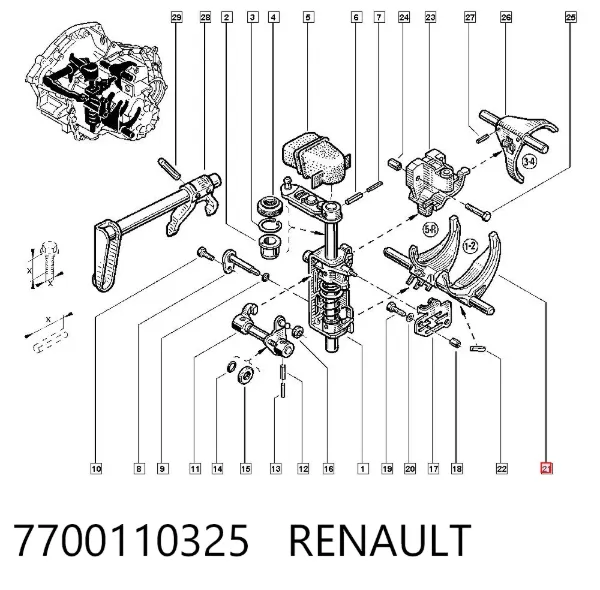 Forquilha de embraiagem 7700110325 Renault (RVI)
