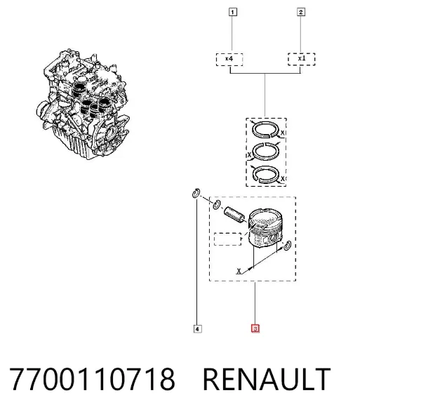 Pistão com passador sem anéis, STD 7700110718 Renault (RVI)