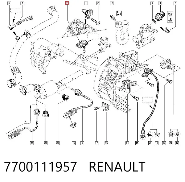 Sensor de pressão no coletor de admissão, MAP 7700111957 Renault (RVI)
