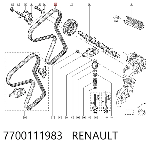 Correia do mecanismo de distribuição de gás 7700111983 Renault (RVI)