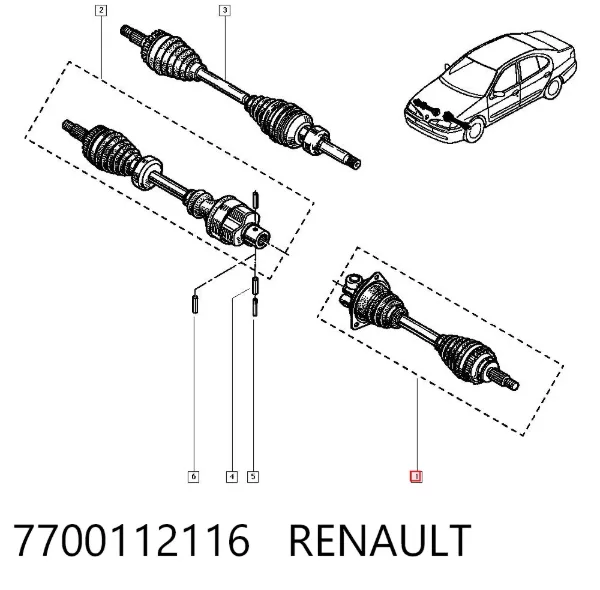 Semieixo (acionador) dianteiro esquerdo 7700112116 Renault (RVI)