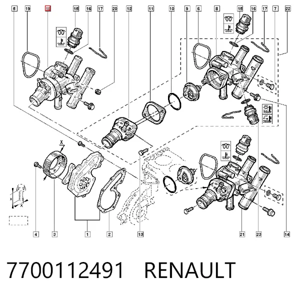 Caixa do termostato 7700112491 Renault (RVI)