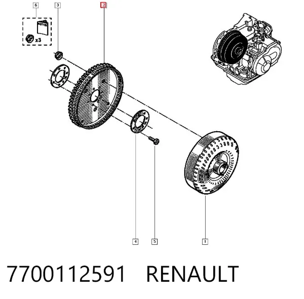 Volante de motor 7700112591 Renault (RVI)