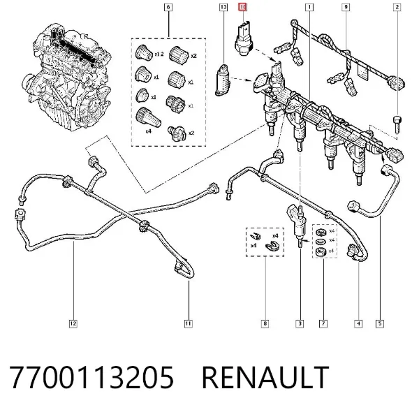 Sensor de pressão de combustível 7700113205 Renault (RVI)