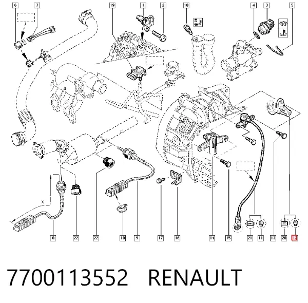 Sensor de posição (de revoluções) de cambota 7700113552 Renault (RVI)