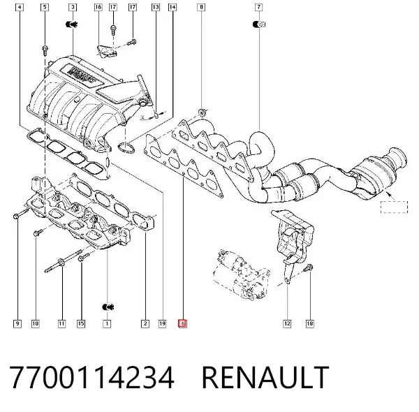 Vedante de tubo coletor de escape 7700114234 Renault (RVI)