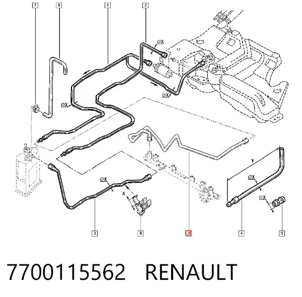 Tubo de combustível, desde o filtro até a sonda de combustível 7700115562 Renault (RVI)