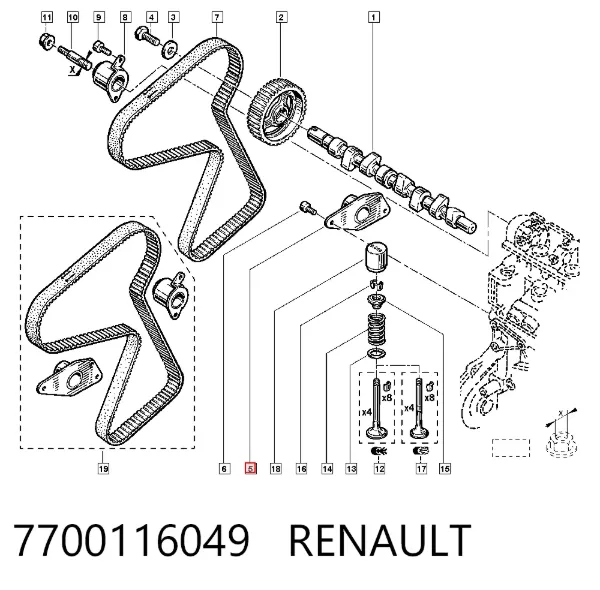 Rolo parasita da correia do mecanismo de distribuição de gás 7700116049 Renault (RVI)
