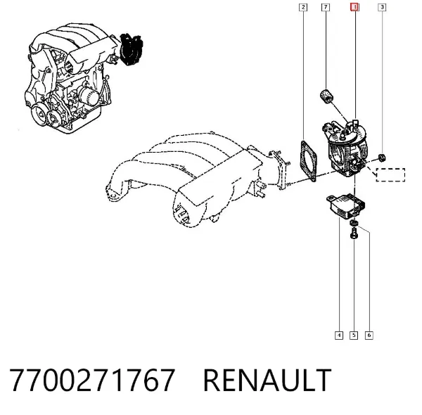 Válvula de borboleta montada 7700271767 Renault (RVI)