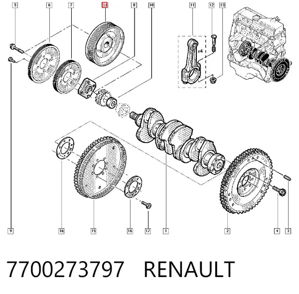Polia de cambota 7700273797 Renault (RVI)
