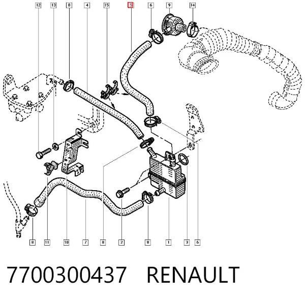Cano derivado de ventilação de cárter (de separador de óleo) Renault Master II