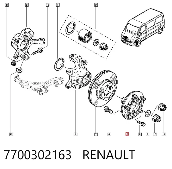 Cubo dianteiro 7700302163 Renault (RVI)