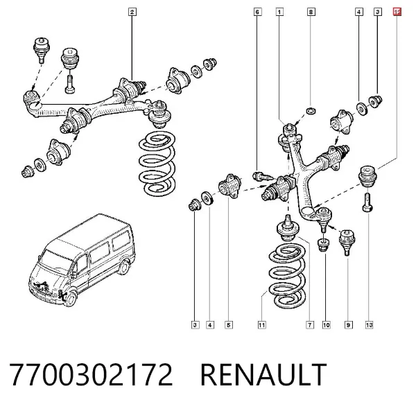 Grade de proteção de braço oscilante superior dianteiro 7700302172 Renault (RVI)