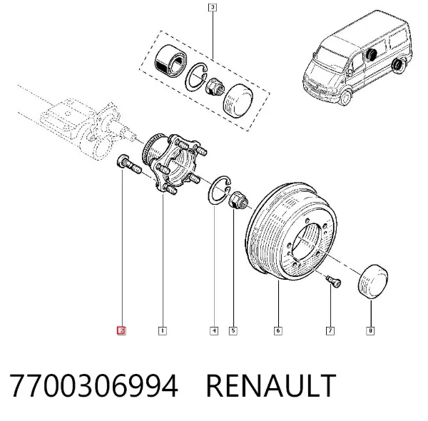 Prego de roda traseiro 7700306994 Renault (RVI)