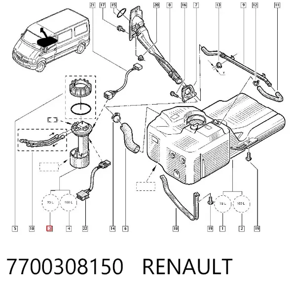 Sensor do nível de combustível no tanque 7700308150 Renault (RVI)
