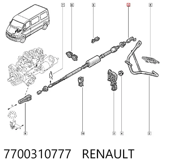 Cabo/pedal de gás (de acelerador) 7700310777 Renault (RVI)
