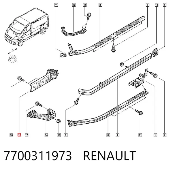 Rolo esquerdo central da porta lateral (deslizante) 7700311973 Renault (RVI)