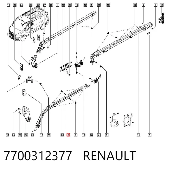 Carril inferior direito de guia da porta deslizante 7700312377 Renault (RVI)