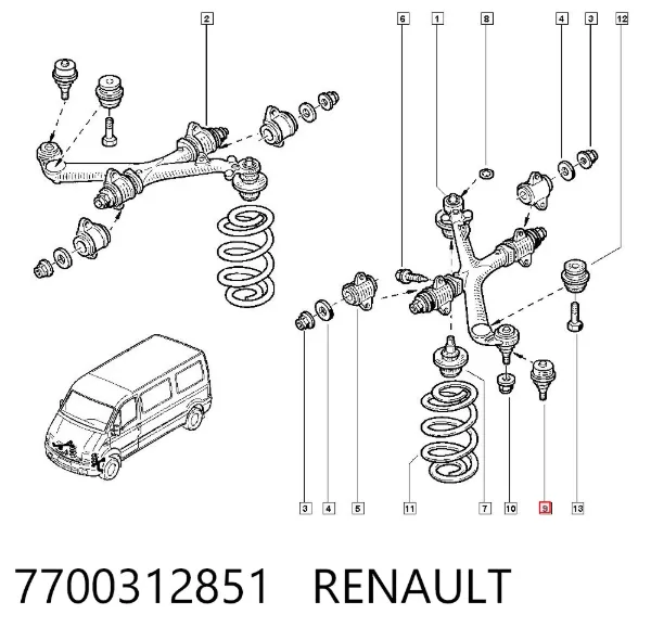 Suporte de esfera superior 7700312851 Renault (RVI)