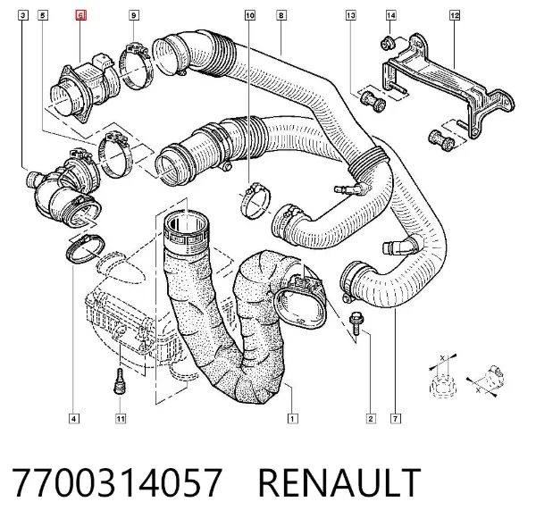 Sensor de fluxo (consumo) de ar, medidor de consumo M.A.F. - (Mass Airflow) 7700314057 Renault (RVI)