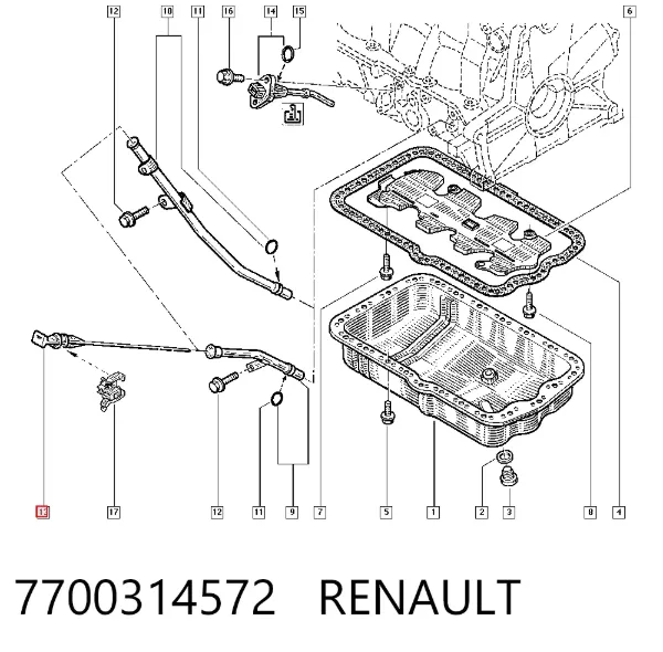 Sonda (indicador) do nível de óleo no motor 7700314572 Renault (RVI)