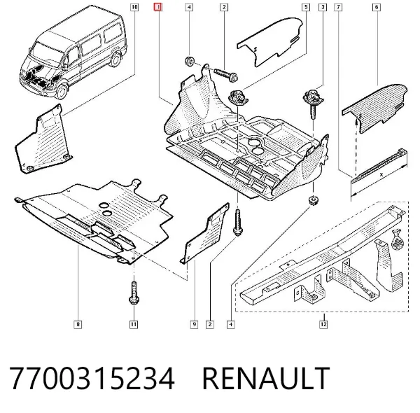 Proteção de motor, de panela (da seção de motor) 7700315234 Renault (RVI)