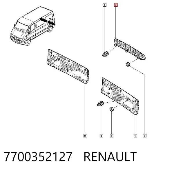 Placa sobreposta direita da porta batente traseira 7700352127 Renault (RVI)