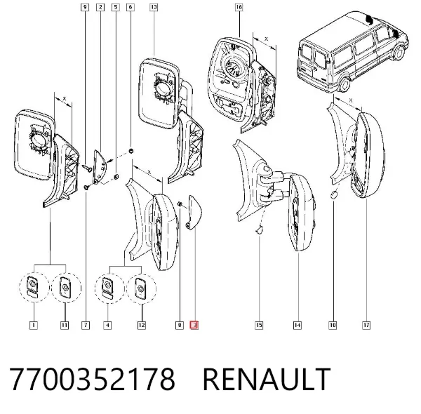 Placa sobreposta externa dianteira direita de suporte de carroçaria 7700352178 Renault (RVI)
