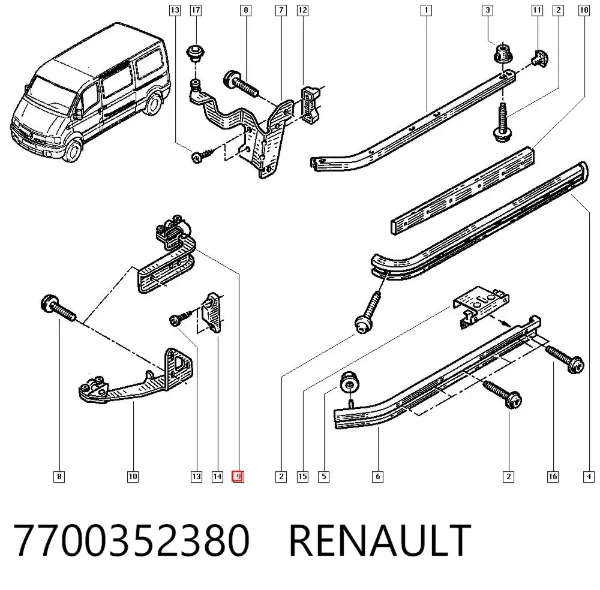 Rolo esquerdo central da porta lateral (deslizante) 7700352380 Renault (RVI)