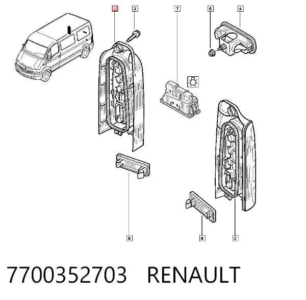Lanterna traseira direita 7700352703 Renault (RVI)