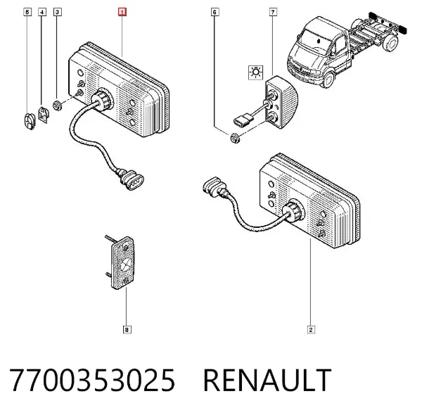 Lanterna traseira direita 7700353025 Renault (RVI)