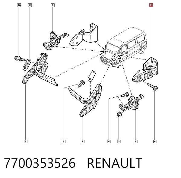 Gozno da porta dianteira 7700353526 Renault (RVI)