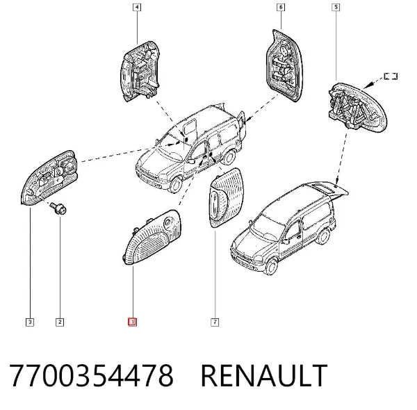 Maçaneta dianteira esquerda externa da porta 7700354478 Renault (RVI)
