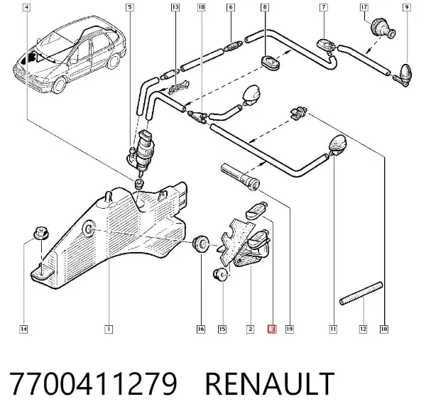 Tampa de tanque de fluido para lavador 7700411279 Renault (RVI)