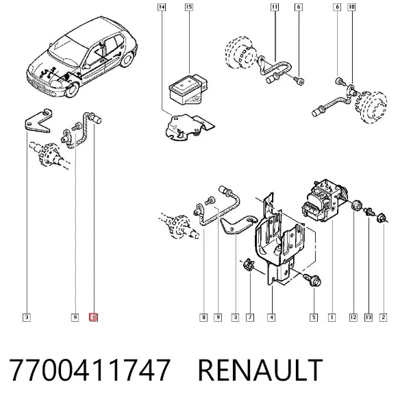 Sensor dianteiro de ABS 7700411747 Renault (RVI)